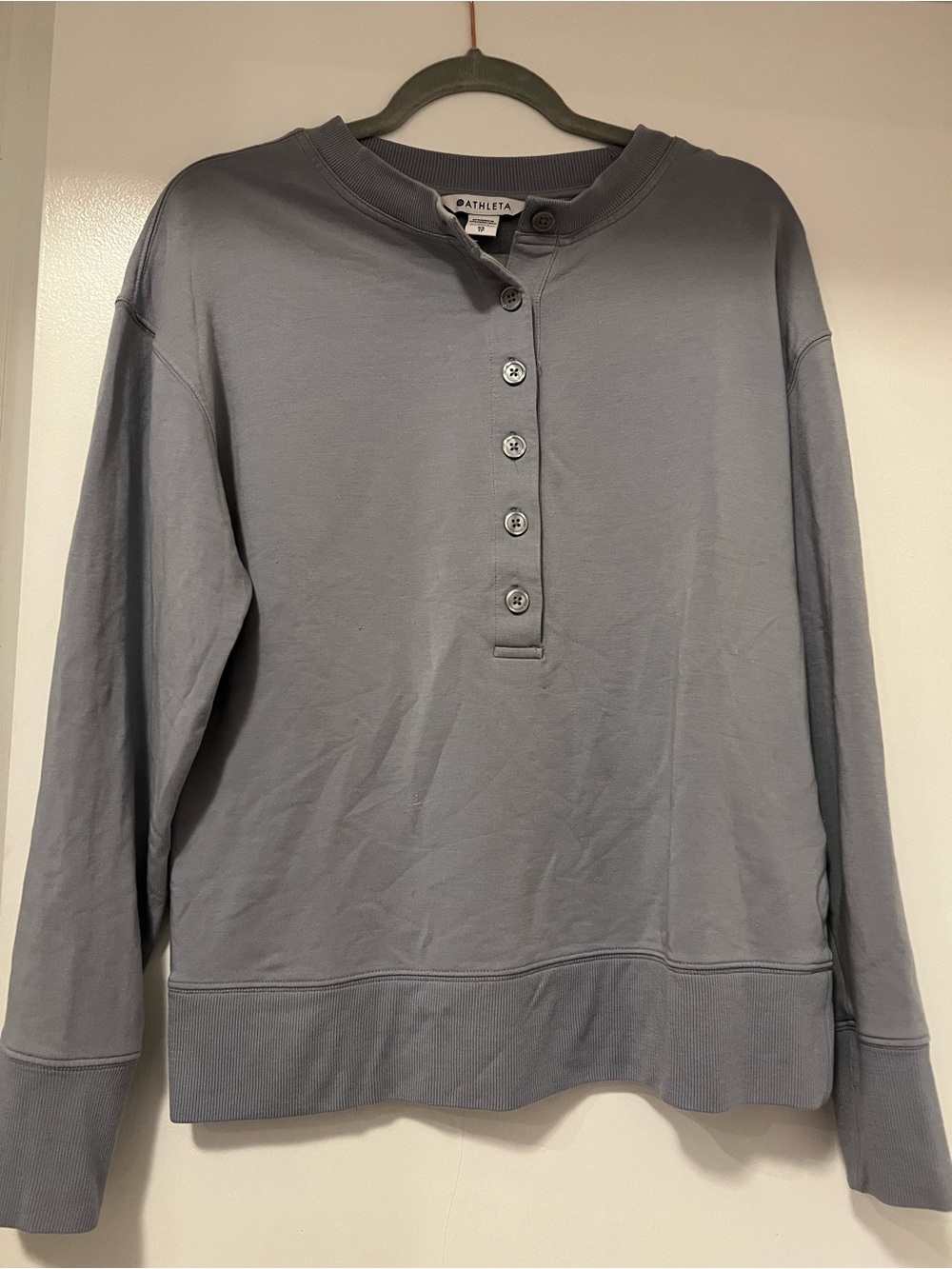 Athleta Women's Long-Sleeve Button Henley Sweater - Dusty Blue